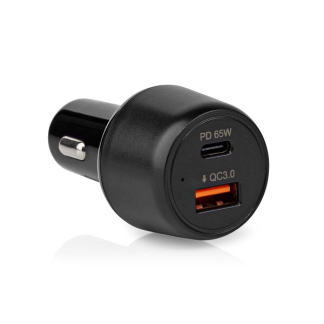 Nedis USB autolader | Nedis | 2 poorten (USB A, USB C, Power Delivery, Quick Charge, 65W, Zwart) CCPD65W100BK K120300297 - 1