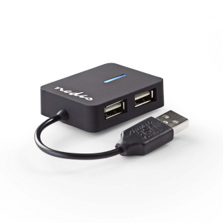 Nedis USB hub | Nedis | 4 poorten (USB 2.0, Compact) UHUBU2410BK K030200022 - 