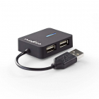Nedis USB hub | Nedis | 4 poorten (USB 2.0, Compact) UHUBU2410BK K030200022