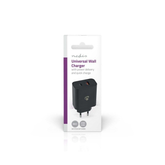 Nedis USB multipoort oplader | Nedis | 2 poorten (USB A, USB C, 65W, Power Delivery en Quick Charge, Zwart) WCPD65W130BK K120300290 - 2
