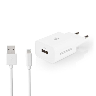 Nedis USB oplader | Nedis | 1 poort (USB A, 12W, Lightning kabel, Wit) WCHAL242AWT K120300258 - 1