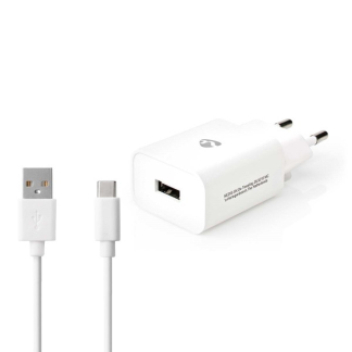 Nedis USB oplader | Nedis | 1 poort (USB A, 12W, USB C kabel, Wit) WCHAC242AWT K120300260 - 1