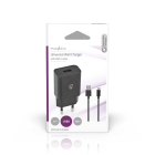 Nedis USB oplader | Nedis | 1 poort (USB A, 12W, USB C kabel, Zwart) WCHAC242ABK K120300261 - 2
