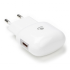 Nedis USB oplader | Nedis | 1 poort (USB A, Snellader, 3A, LED, Wit) WCQC301AWT K120300228 Nedis USB oplader | Nedis | 1 poort (USB A, Snellader, 3A, LED, Wit) WCQC301AWT K120300228