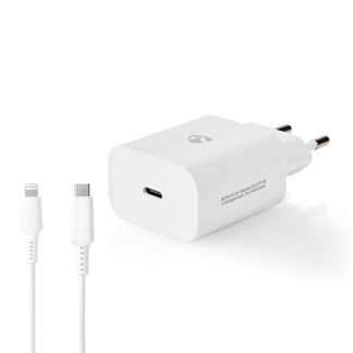 Nedis USB oplader | Nedis | 1 poort (USB C, Power Delivery, 20W, Lightning kabel, Wit) WCPDL20W112WT K120300295 - 1