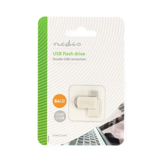Nedis USB stick | Nedis | 64 GB (USB A en USB C, USB 3.2, Metaal) FDRIUC364SI K170302006 - 5