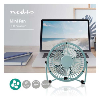 Nedis USB ventilator | Nedis | Ø 10 cm (360° draaibaar, Blauw) FNDK1BU10 N170104019 - 2