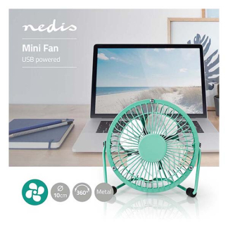 Nedis USB ventilator | Nedis | Ø 10 cm (360° draaibaar, Turquoise) FNDK1TQ10 K170104119 - 2