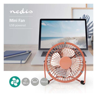 Nedis USB ventilator | Nedis | Ø 10 cm (360° draaibaar, Zalmroze) FNDK1PK10 K170104118 - 2
