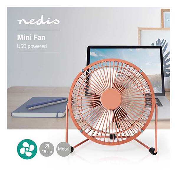 Nedis USB ventilator | Nedis | Ø 15 cm (360° draaibaar, Oudroze) FNDK1PK15 K170104125 - 2
