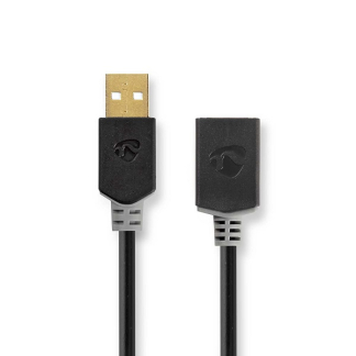 Nedis USB verlengkabel | 2 meter | USB 2.0 (Vertind koper, Verguld) CCBW60010AT20 K070601072 - 1