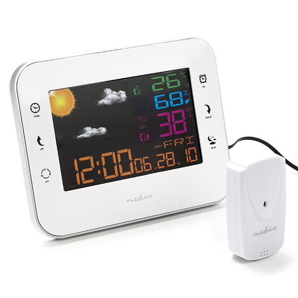 Nedis Weerstation | Nedis (Buitensensor, Klok, Hygrometer, Kalender, Touchscreen) WEST402WT K170101404 - 1