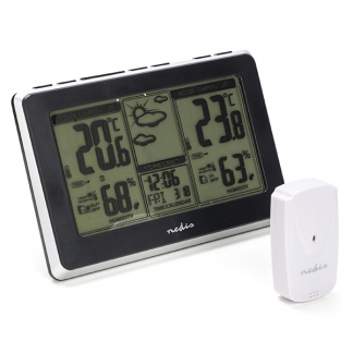 Nedis Weerstation | Nedis (Buitensensor, Klok, Hygrometer, Kalender) WEST400BK K170101408 - 