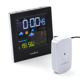 Nedis Weerstation | Nedis (Buitensensor, Klok, Hygrometer, Kalender, led) WEST404BK K170101406