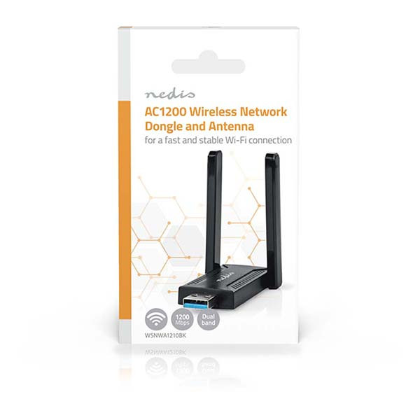 Nedis WiFi dongle met antenne - Nedis (USB A, Dual band, 2.4/5 GHz) WSNWA1210BK K050604507 - 5