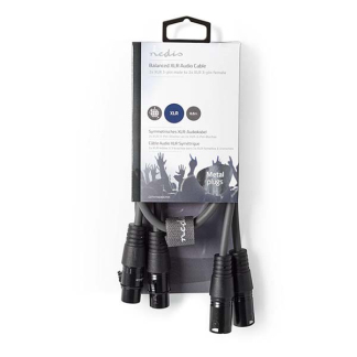 Nedis XLR kabel | V ↔ M | Nedis | 0.5 meter (Gebalanceerd, Stereo, 3-pins) COTH15030GY05 N010307082 - 3