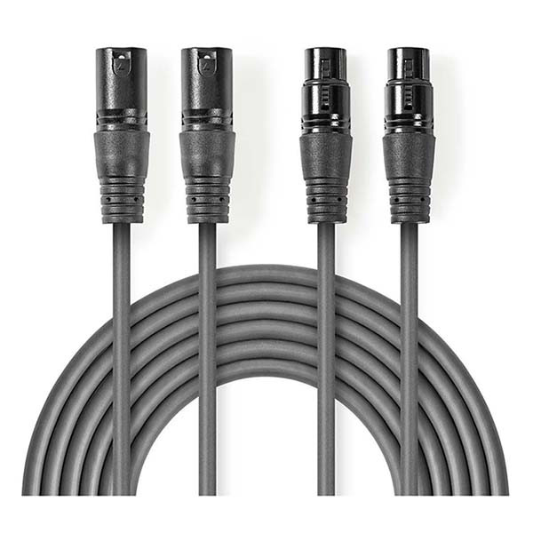 Nedis XLR kabel | V ↔ M | Nedis | 0.5 meter (Gebalanceerd, Stereo, 3-pins) COTH15030GY05 N010307082 - 1
