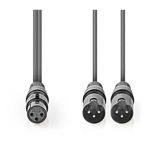Nedis XLR kabel | V ↔ M | Nedis | 1.5 meter (Gebalanceerd, Stereo, 3-pins) COTH15020GY15 N010307081 - 2