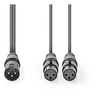 Nedis XLR kabel (m/v) | Nedis | 1.5 meter (Gebalanceerd, Stereo, 3-pins) COTH15025GY15 N010307080 - 2