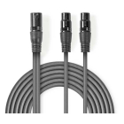 Nedis XLR kabel (m/v) | Nedis | 1.5 meter (Gebalanceerd, Stereo, 3-pins) COTH15025GY15 N010307080 - 1
