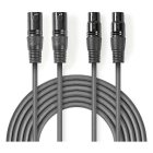 XLR kabel (m/v) | Nedis | 3 meter (Gebalanceerd, Stereo, 3-pins)