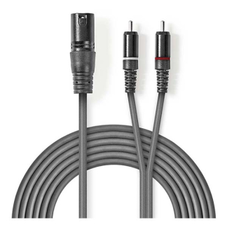 Nedis XLR naar Tulp kabel | M ↔ M | Nedis | 1.5 meter (Gebalanceerd, Stereo) COTH15200GY15 N010307096 - 1