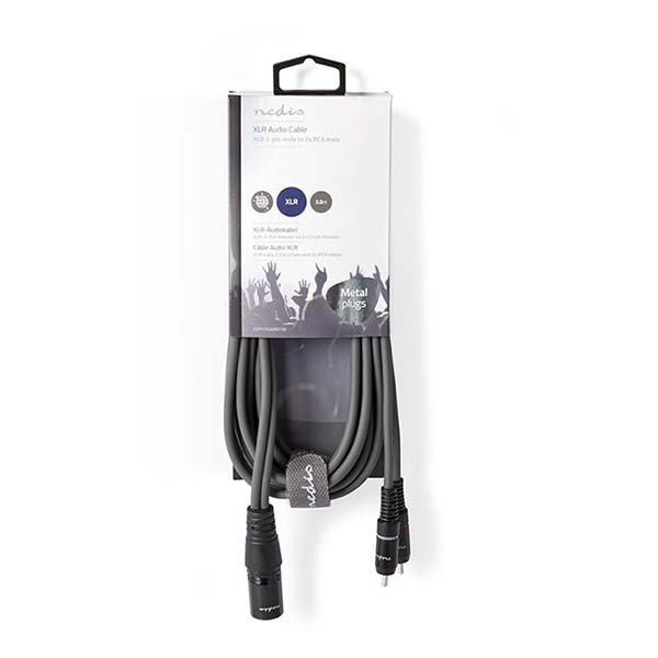 Nedis XLR naar Tulp kabel | M ↔ M | Nedis - 3 meter (Gebalanceerd, Stereo) COTH15200GY30 N010307097 - 3