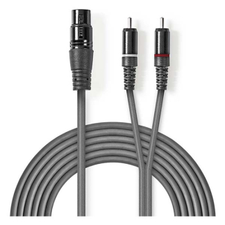 Nedis XLR naar Tulp kabel | V ↔ M | Nedis | 1.5 meter (Gebalanceerd, Stereo) COTH15220GY15 N010307025 - 1