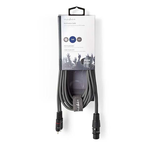 Nedis XLR naar Tulp kabel | V ↔ M | Nedis | 3 meter (Gebalanceerd, Stereo) COTH15220GY30 N010307026 - 3