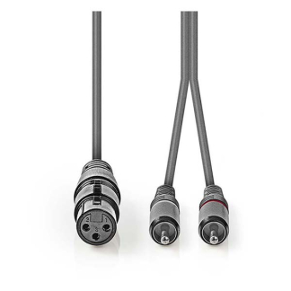 Nedis XLR naar Tulp kabel (v/m) | Nedis | 1.5 meter (Gebalanceerd, Stereo) COTH15220GY15 N010307025 - 2