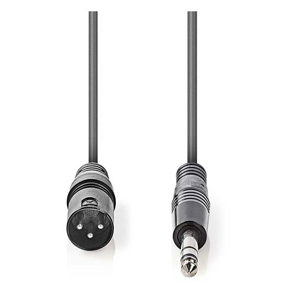 Nedis XLR naar jack 6.35 mm kabel | M ↔ M | Nedis | 1.5 meter (Stereo, Gebalanceerd, 100% koper) COTH15100GY15 N010307087 - 2