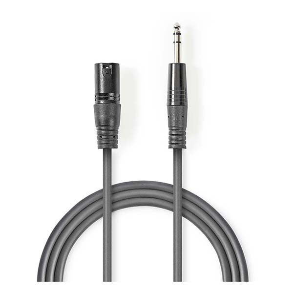 Nedis XLR naar jack 6.35 mm kabel | M ↔ M | Nedis | 1.5 meter (Stereo, Gebalanceerd, 100% koper) COTH15100GY15 N010307087 - 1