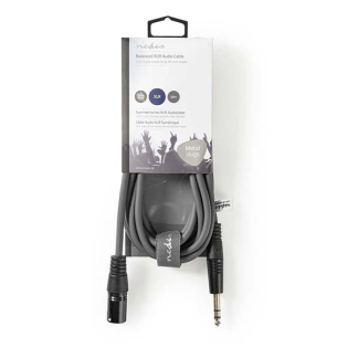 Nedis XLR naar jack 6.35 mm kabel | M ↔ M | Nedis | 3 meter (Stereo, Gebalanceerd, 100% koper) COTH15100GY30 N010307088 - 3