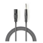 XLR naar jack 6.35 mm kabel | M ↔ M | Nedis | 3 meter (Stereo, Gebalanceerd, 100% koper)
