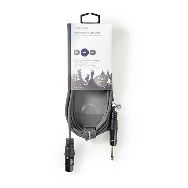Nedis XLR naar jack 6.35 mm kabel | V ↔ M | Nedis | 3 meter (Mono, Ongebalanceerd, 100% koper) COTH15120GY30 N010307093 - 3