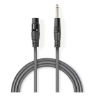 XLR (v) naar jack 6.35 mm kabel | Nedis | 5 meter (Mono, Ongebalanceerd, 100% koper)