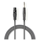 Nedis XLR (v) naar jack 6.35 mm kabel - Nedis - 1.5 meter (Stereo, Gebalanceerd, 100% koper) COTH15110GY15 N010307091 Nedis XLR (v) naar jack 6.35 mm kabel - Nedis - 1.5 meter (Stereo, Gebalanceerd, 100% koper) COTH15110GY15 N010307091