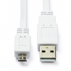 Xiaomi oplaadkabel | USB A ↔ Micro USB | 1 meter (USB 2.0, 480 Mbps, Plat, Wit)