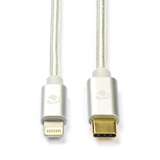 Nedis iPhone oplaadkabel | Lightning ↔ USB C | 2 meter (Nylon, Aluminium) CCTB39650AL20 A010214043 - 