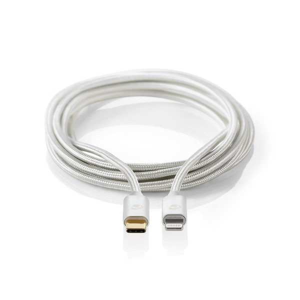 Nedis iPhone oplaadkabel | USB C ↔ Lightning | 2 meter (Nylon, Aluminium) CCTB39650AL20 A010214043 - 1
