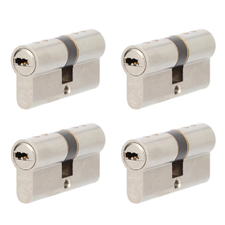 Nemef Cilinder | Nemef | 30/30 mm | 4 stuks (Dubbel, Gelijksluitend, Kerntrekbeveiliging, SKG***, 12 sleutels) 9014209297 K010808548