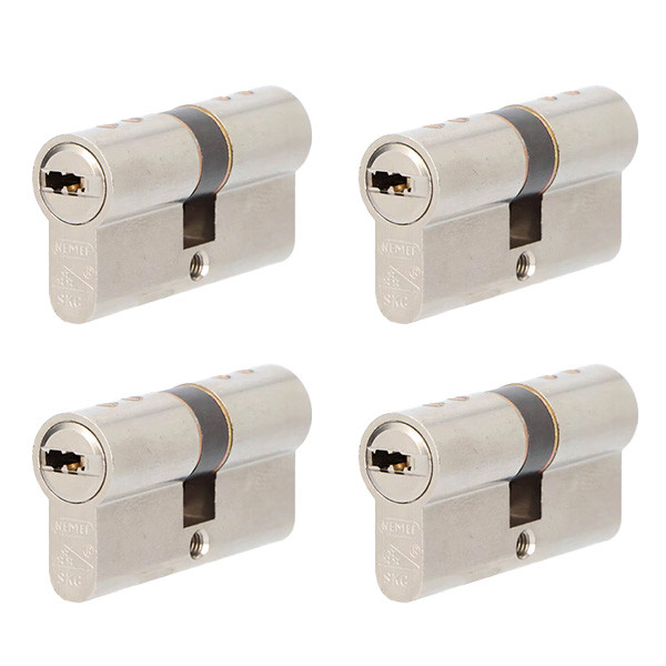 Nemef Cilinder | Nemef NF4 | 30/30 mm | 4 stuks (Dubbel, Gelijksluitend, Kerntrekbeveiliging, SKG***, 12 sleutels) 9014209297 K010808548 - 1