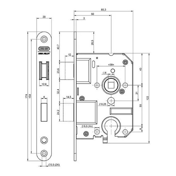 Nemef Cilinderslot | Nemef | 55 mm (Afgerond, Magneet, Zwart) Nieuw K010808890 - 2