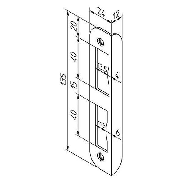 Nemef Hoeksluitplaat | Nemef | 135 x 24 x 12 mm (Afgerond, Verzinkt staal, DIN rechts) 9136690073 K010808882 - 2