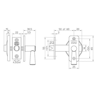 Nemef Insteekgrendel | Nemef | 50 mm (Voor wc-deuren, Aluminium) 9270504530 K010809857 - 2