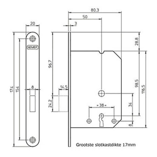 Nemef Kastslot | Nemef | 55 mm (Klavier, Wit) 9125602535 K010808864 - 4