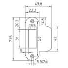 Nemef Sluitplaat | Nemef | 71.5 x 23.3/43.8 mm (Afgerond, RVS) 9125592700 K010808880 - 2
