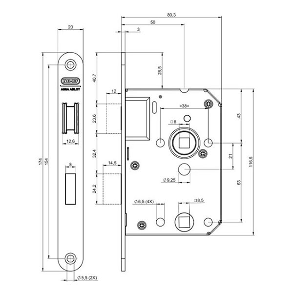 Nemef Wc-slot | Nemef | 63/8 mm (Afgerond, Magneet, RVS) Nieuw K010808889 - 2