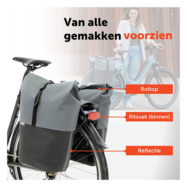 Newlooxs Fietstas dubbel | New Looxs | Nyborg | 34 liter (Donkergrijs/zwart) RT1765 K170404747 - 7