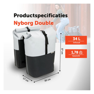Newlooxs Fietstas dubbel | New Looxs | Nyborg | 34 liter (Lichtgrijs/zwart) RT1767 K170404746 - 7